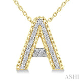1/20 Ctw Bubble Accent Initial 'A' Round Cut Diamond Fashion Pendant With Chain in Yellow Gold Vermeil
