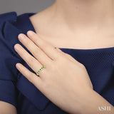 2 MM Emerald and 1/5 Ctw Round Cut Diamond Precious Wedding Band in 14K Yellow Gold