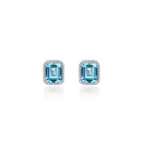 March Birthstone Solitaire Stud Earrings