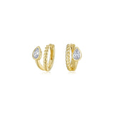Tessa Bypass Pear Huggie Earrings
