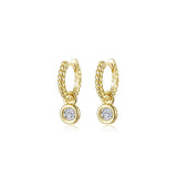 Cordelia Bezel Charm Huggie Earrings