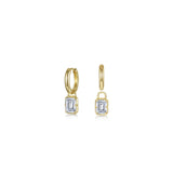 Emerald-Cut Padlock Huggies