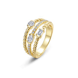 Mixed-Cut Half Bezel Rope Ring