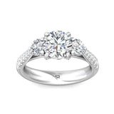 Sugarock Three Stone 18K White Gold Engagement Ring DEF VVS-VS