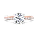 Sugarock Micropave 14K Pink Gold Shank And White Gold Top Engagement Ring DEF VVS-VS