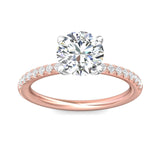 Sugarock Micropave 14K Pink Gold Shank And White Gold Top Engagement Ring DEF VVS-VS