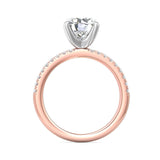 Sugarock Micropave 14K Pink Gold Shank And White Gold Top Engagement Ring DEF VVS-VS