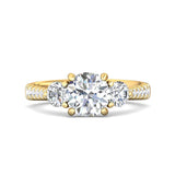 Sugarock Three Stone 18K Yellow Gold Engagement Ring DEF VVS-VS
