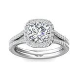 Sugarock Split Shank 14K White Gold Engagement Ring DEF VVS-VS