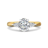 Sugarock Three Stone 18K Yellow Gold Shank And White Gold Top Engagement Ring DEF VVS-VS