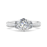 Sugarock Three Stone 18K White Gold Engagement Ring DEF VVS-VS