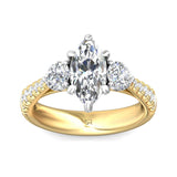 Sugarock Three Stone 14K White Top And Yelow Gold Shank Engagement Ring DEF VVS-VS