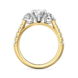Sugarock Three Stone 14K White Top And Yelow Gold Shank Engagement Ring DEF VVS-VS
