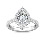 Sugarock Micropave Halo 18K White Gold Engagement Ring DEF VVS-VS