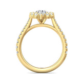 Sugarock Micropave Halo 18K Yellow Gold Engagement Ring DEF VVS-VS