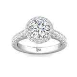 Sugarock Micropave Halo 18K White Gold Engagement Ring DEF VVS-VS