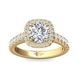 Sugarock Micropave Halo 14K Yellow Gold Engagement Ring DEF VVS-VS