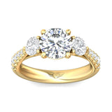 Sugarock Three Stone 14K Yellow Gold Engagement Ring DEF VVS-VS