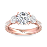 Sugarock Three Stone 18K Rose Gold Engagement Ring DEF VVS-VS
