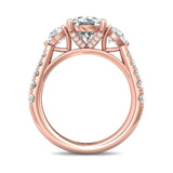 Sugarock Three Stone 18K Rose Gold Engagement Ring DEF VVS-VS