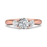 Sugarock Three Stone 18K Rose Gold Engagement Ring DEF VVS-VS