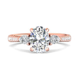 Sugarock Three Stone 18K Rose Gold Engagement Ring DEF VVS-VS