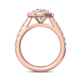 Sugarock Micropave Halo 18K Rose Gold Engagement Ring DEF VVS-VS