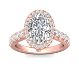 Sugarock Micropave Halo 18K Rose Gold Engagement Ring DEF VVS-VS