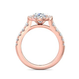 Sugarock Micropave Halo 18K Rose Gold Engagement Ring DEF VVS-VS