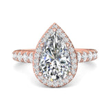 Sugarock Micropave Halo 18K Rose Gold Engagement Ring DEF VVS-VS