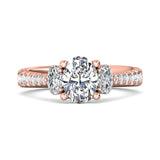 Sugarock Three Stone 18K Rose Gold Engagement Ring DEF VVS-VS