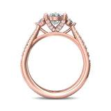 Sugarock Three Stone 18K Rose Gold Engagement Ring DEF VVS-VS