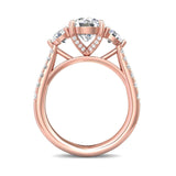 Sugarock Three Stone 18K Rose Gold Engagement Ring DEF VVS-VS