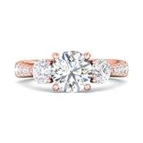 Sugarock Three Stone 14K Rose Gold Engagement Ring DEF VVS-VS
