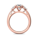 Sugarock Three Stone 14K Rose Gold Engagement Ring DEF VVS-VS