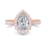 Sugarock Micropave Halo 14K Rose Gold Engagement Ring DEF VVS-VS