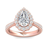 Sugarock Micropave Halo 14K Rose Gold Engagement Ring DEF VVS-VS
