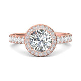 Sugarock Micropave Halo 14K Rose Gold Engagement Ring DEF VVS-VS