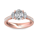 Sugarock Three Stone 14K Rose Gold Engagement Ring DEF VVS-VS