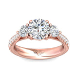 Sugarock Three Stone 14K Rose Gold Engagement Ring DEF VVS-VS