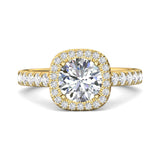 Sugarock Micropave Halo 18K Yellow Gold Engagement Ring DEF VVS-VS