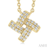 1/8 Ctw Petite Pinwheel Round Cut Diamond Fashion Pendant With Chain in 10K Yellow Gold