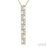 1/2 Ctw Basket Weave Baguette and Round Cut Diamond Pendant With Chain in 14K Yellow Gold