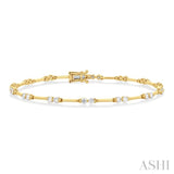 1 1/10 Ctw Bar Link Round Cut Diamond Bracelet in 14K Yellow Gold