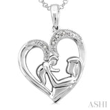 1/50 Ctw Round Cut Diamond Heart Pendant in Sterling Silver with Chain