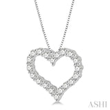 1 Ctw Heart Shape Round Cut Diamond Pendant With Chain in 14K White Gold