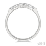 1/2 Ctw 5 Stone Round Cut Diamond Wedding Band in 14K White Gold