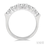 2 Ctw 5 Stone Round Cut Diamond Wedding Band in 14K White Gold