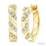 1/10 Ctw Half Twirl Round Cut Diamond Huggie Petite Earrings in 10K Yellow Gold