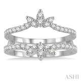 1/2 Ctw Lotus Center Round Cut Diamond Insert Ring in 14K White Gold